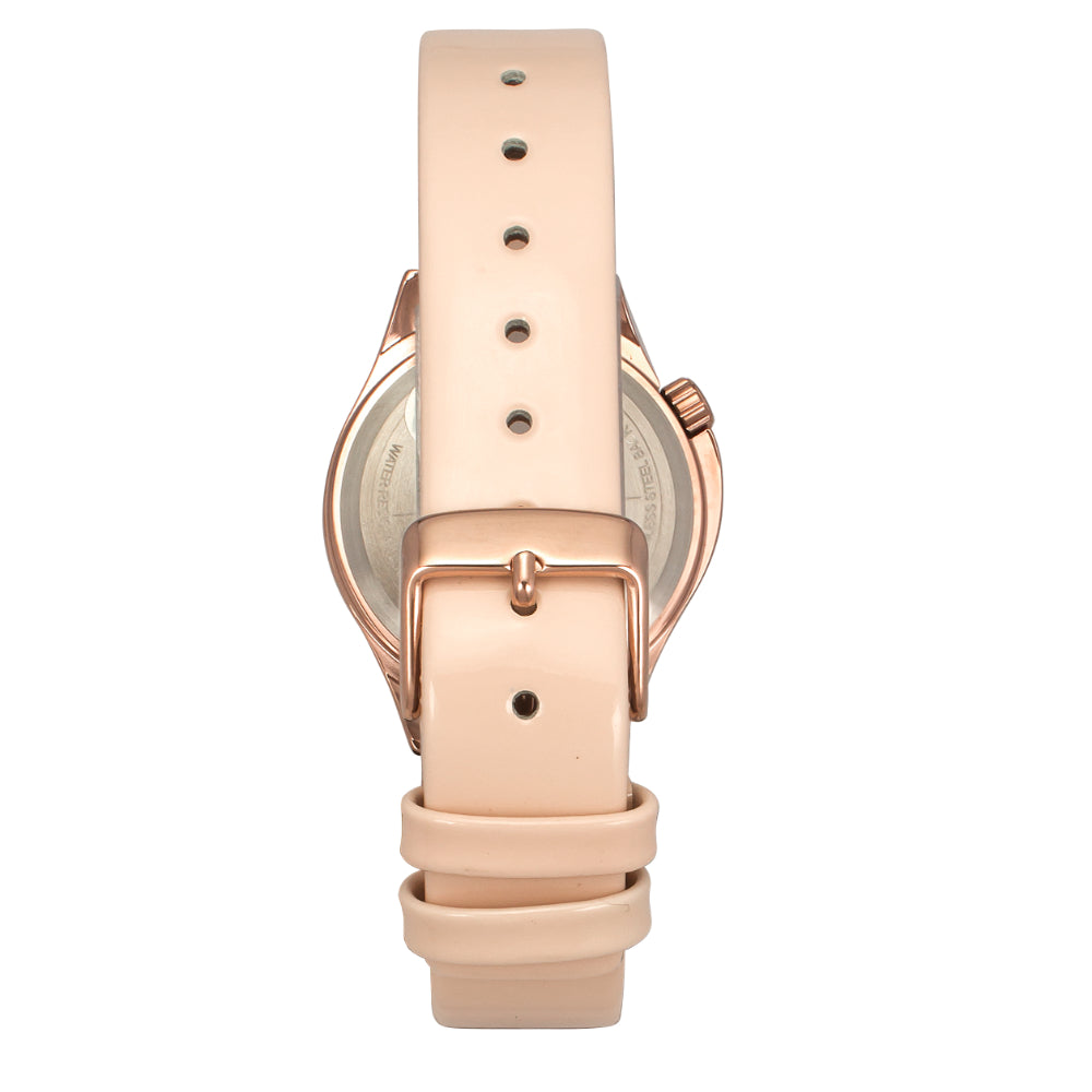 Helix By Timex Silver Round Analog Leather Watch Women -TW037HL14