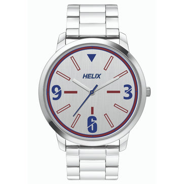 Helix By Timex Silver Round Analog Stainless Steel Watch Men -TW039HG03