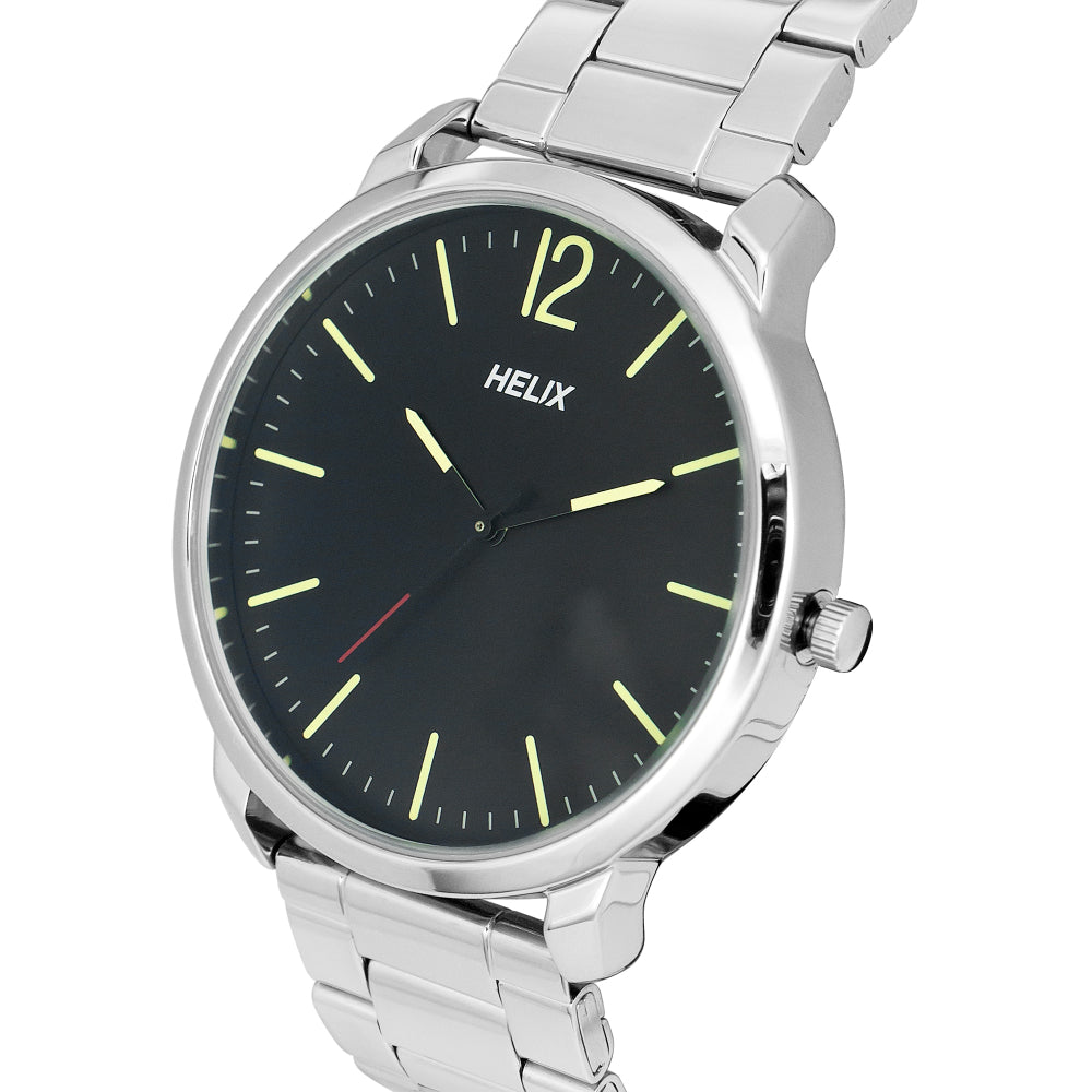 Helix By Timex Black Round Analog Stainless Steel Watch Men -TW039HG11