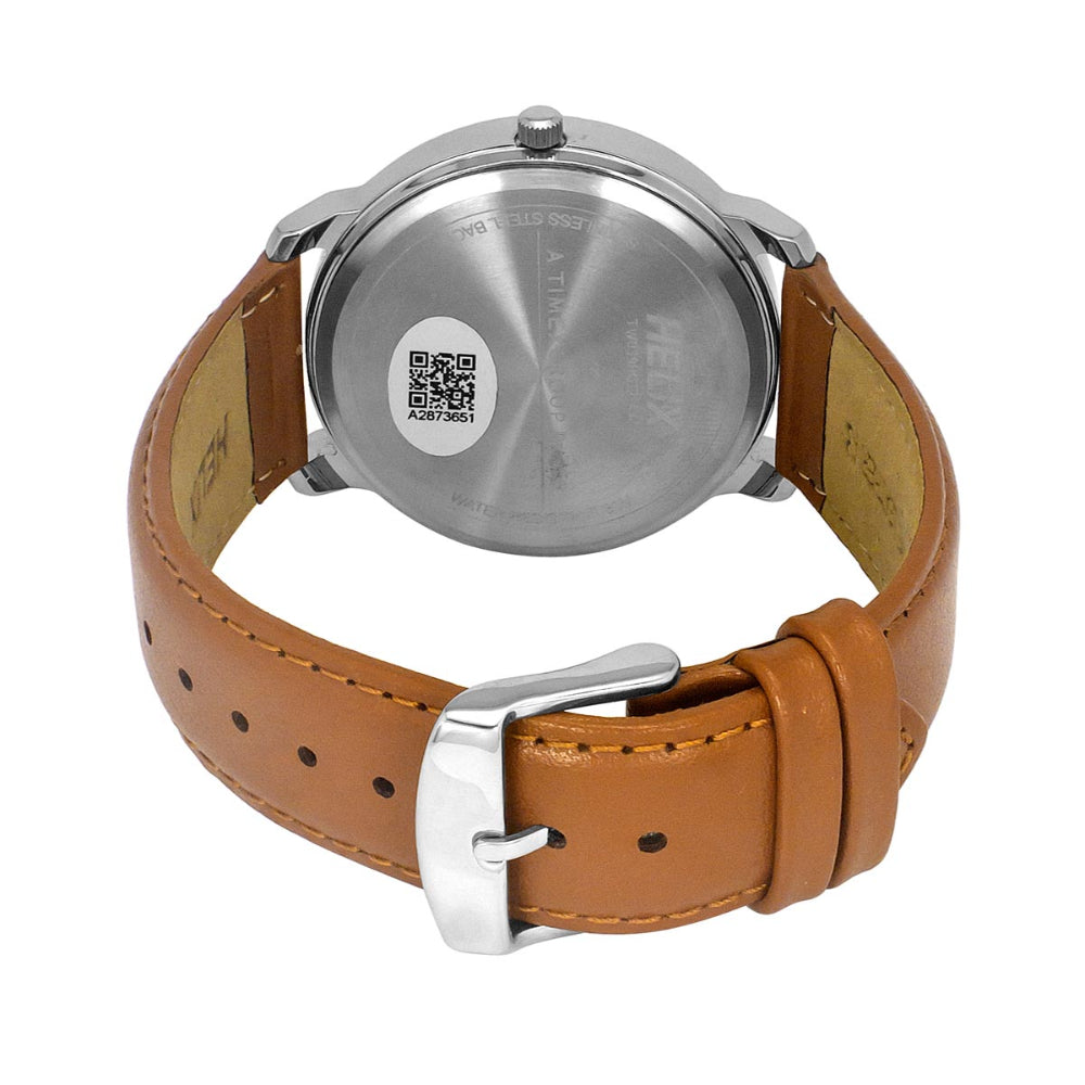 Helix By Timex Black Round Analog Leather Watch Men -TW039HG12