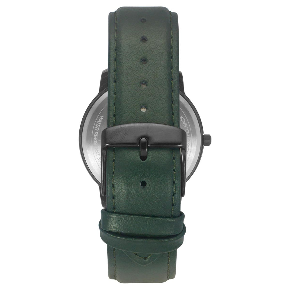 Helix By Timex Green Round Analog Leather Watch Men -TW039HG16