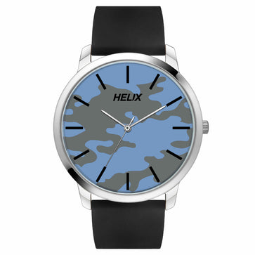 Helix By Timex Blue Round Analog Silicone Watch Men -TW039HG17