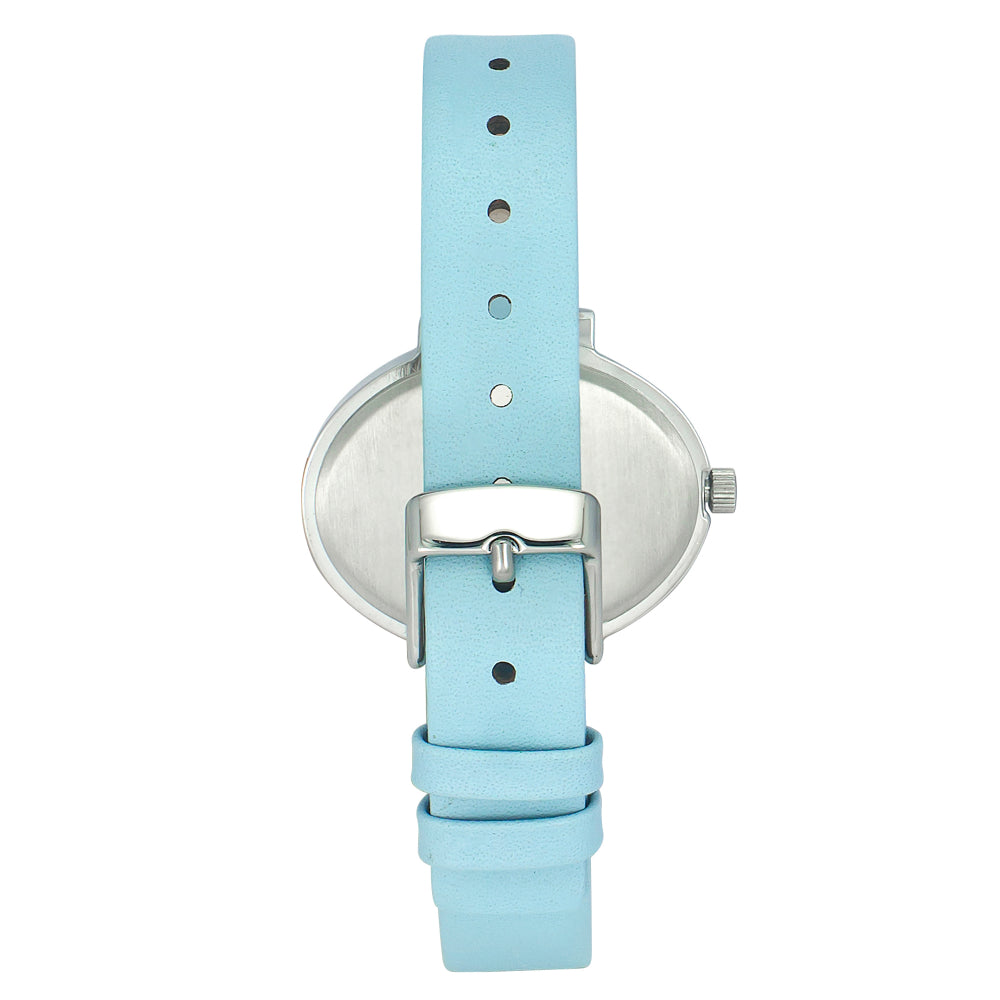 Helix By Timex Blue Oval Analog Leather Watch Women -TW039HL05