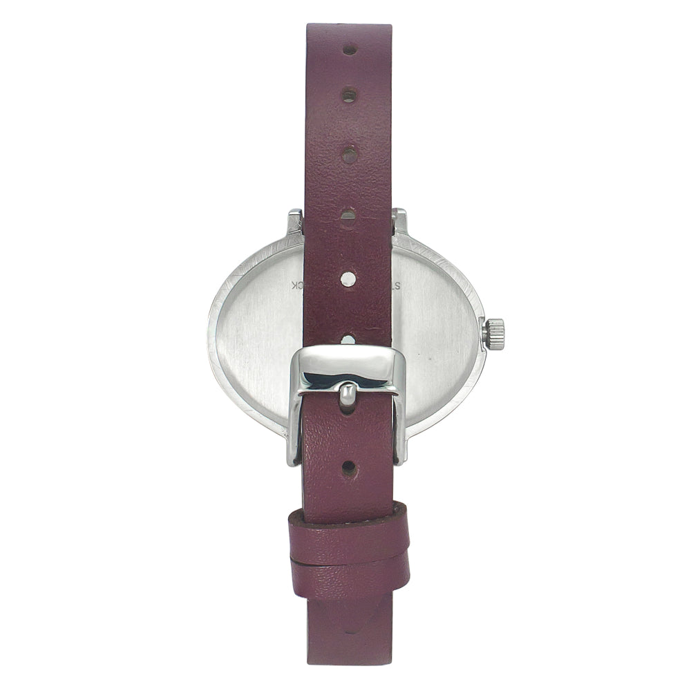 Helix By Timex Maroon Oval Analog Leather Watch Women -TW039HL06