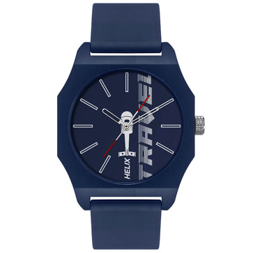 Helix By Timex Blue Octagon Analog Silicone Watch Men -TW041HG14