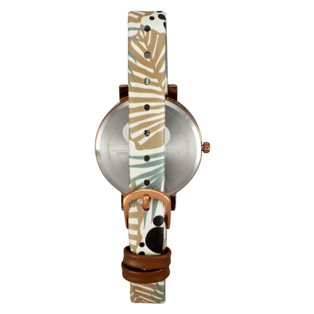 Helix By Timex Rose Gold Round Analog Leather Watch Women -TW041HL15