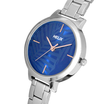 Helix By Timex Blue Round Analog Stainless Steel Watch Women -TW041HL17