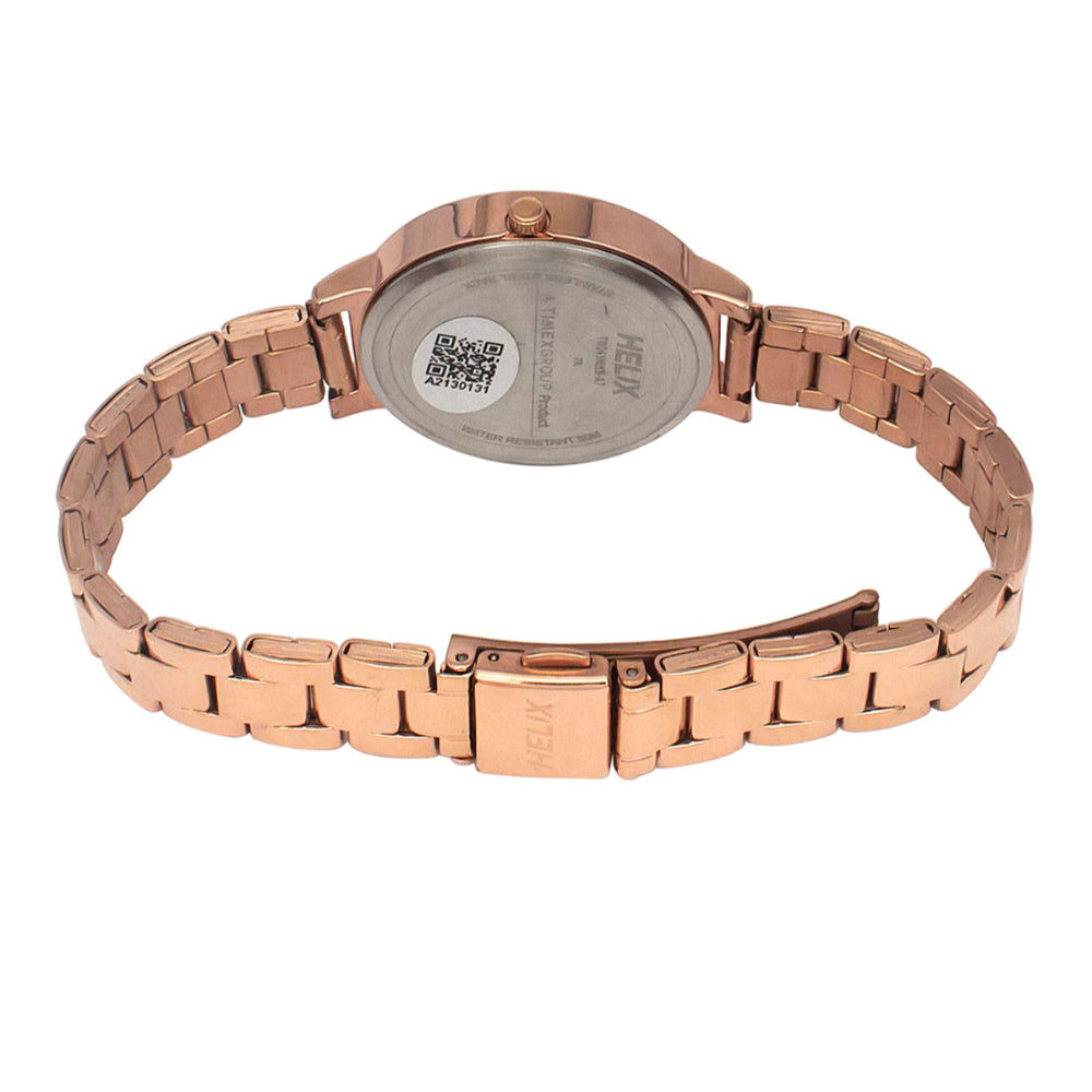 Helix By Timex Rose Gold Round Analog Stainless Steel Watch Women -TW041HL18