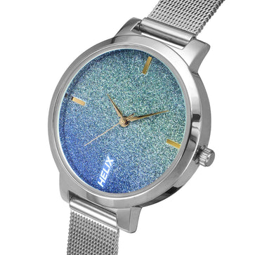 Helix By Timex Blue Round Analog Stainless Steel Watch Women -TW041HL19