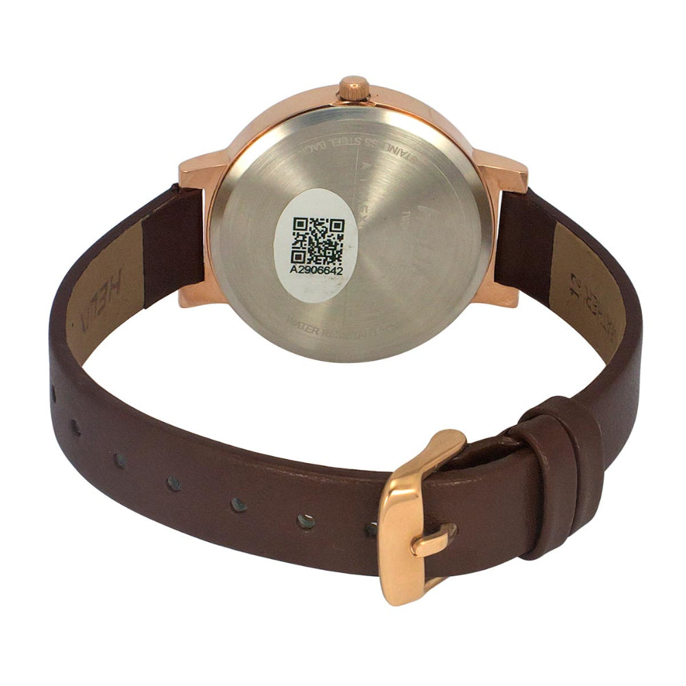 Helix By Timex Brown Round Analog Leather Watch Women -TW041HL20