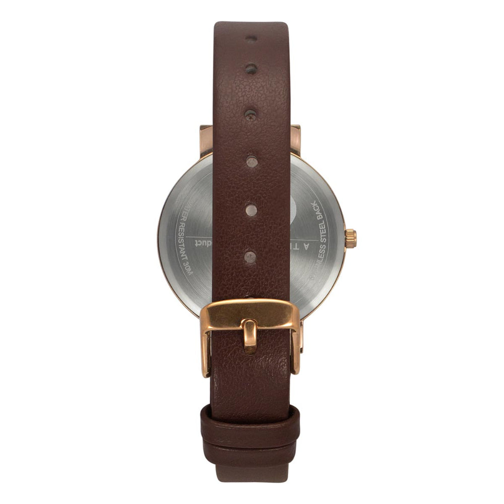 Helix By Timex Brown Round Analog Leather Watch Women -TW041HL20