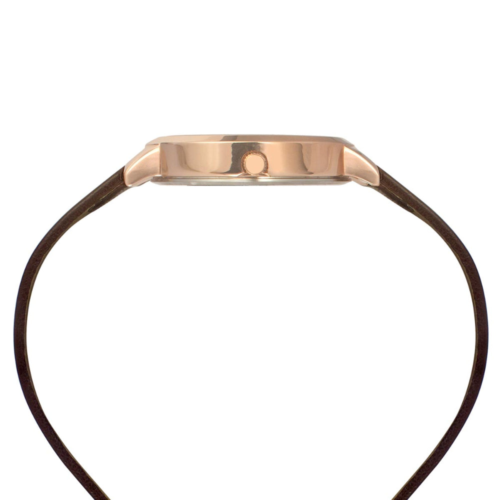 Helix By Timex Brown Round Analog Leather Watch Women -TW041HL20