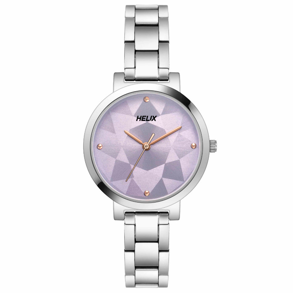 Helix By Timex Purple Round Analog Stainless Steel Watch Women -TW041HL23