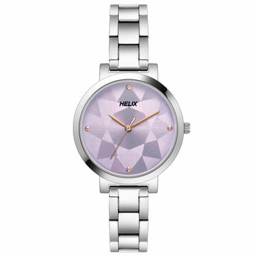 Helix By Timex Purple Round Analog Stainless Steel Watch Women -TW041HL23