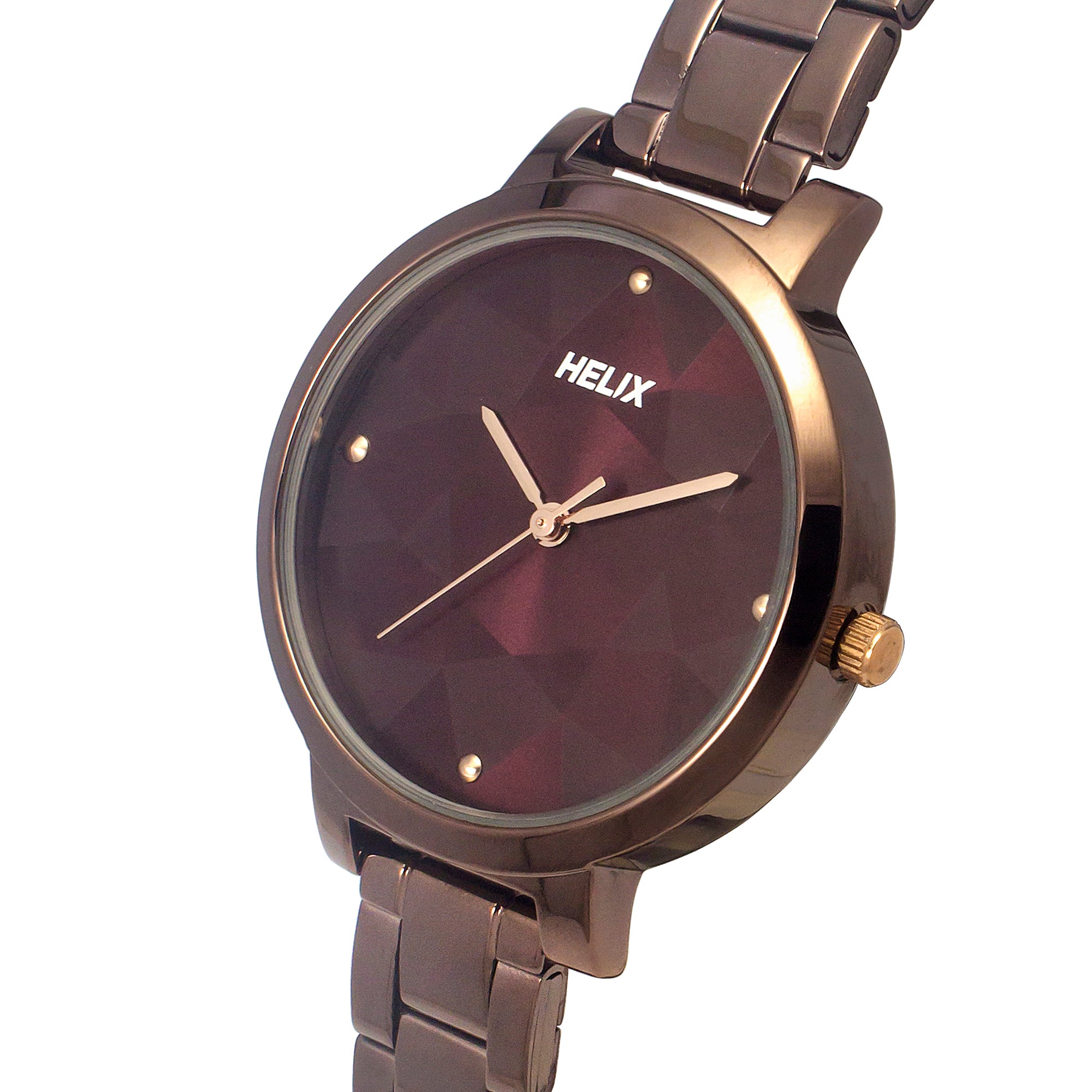 Helix By Timex Brown Round Analog Stainless Steel Watch Women -TW041HL26