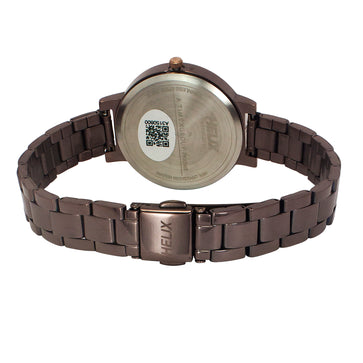 Helix By Timex Brown Round Analog Stainless Steel Watch Women -TW041HL26