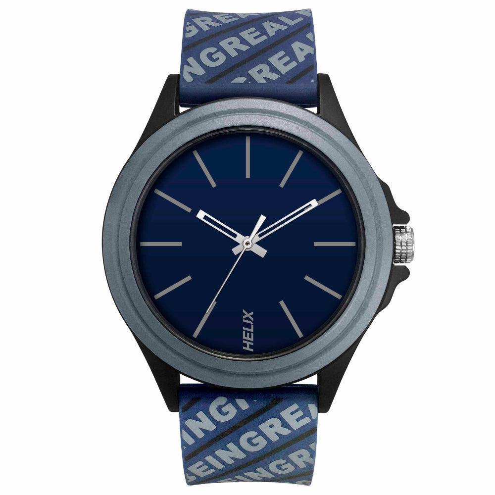 Helix By Timex Blue Round Analog Silicone Watch Men -TW042HG06