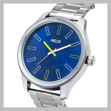 Helix By Timex Blue Round Analog Stainless Steel Watch Men -TW043HG04