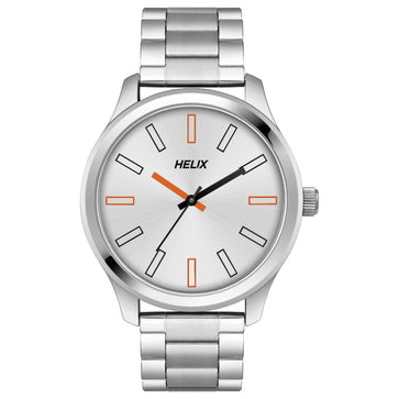 Helix By Timex Silver Round Analog Stainless Steel Watch Men -TW043HG05
