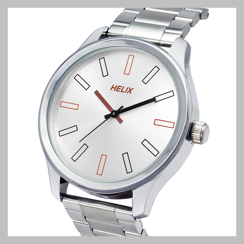 Helix By Timex Silver Round Analog Stainless Steel Watch Men -TW043HG05