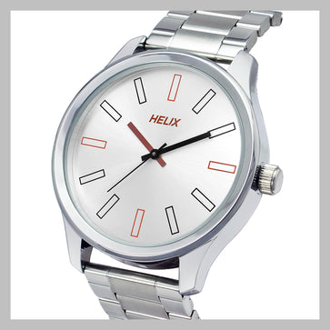 Helix By Timex Silver Round Analog Stainless Steel Watch Men -TW043HG05