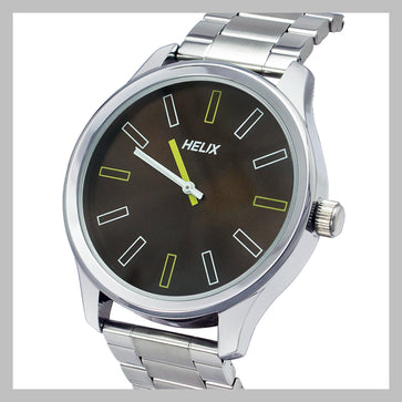 Helix By Timex Brown Round Analog Stainless Steel Watch Men -TW043HG06