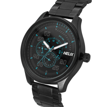 Helix By Timex Black Round Analog Stainless Steel Watch Men -TW043HG09