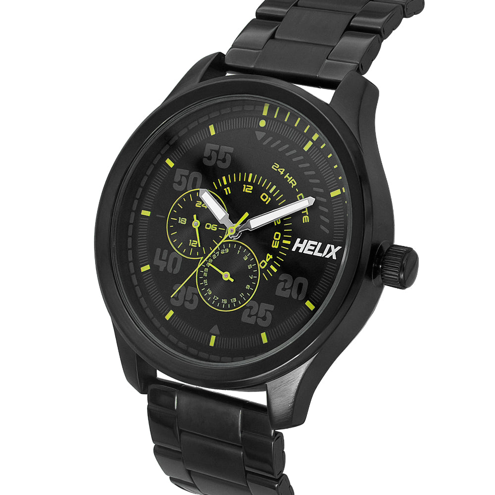 Helix By Timex Black Round Analog Stainless Steel Watch Men -TW043HG10