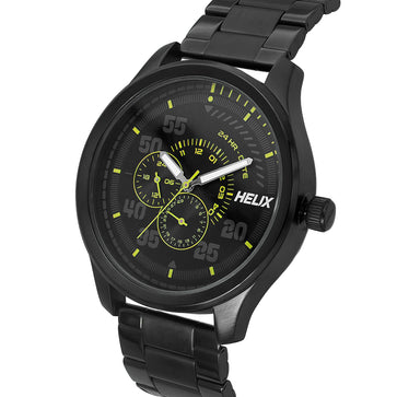 Helix By Timex Black Round Analog Stainless Steel Watch Men -TW043HG10
