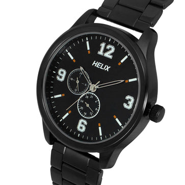 Helix By Timex Black Round Analog Stainless Steel Watch Men -TW043HG18