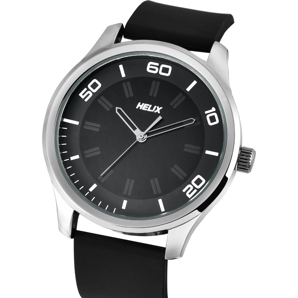 Helix By Timex Black Round Analog Silicone Watch Men -TW043HG21