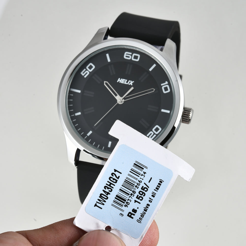 Helix By Timex Black Round Analog Silicone Watch Men -TW043HG21
