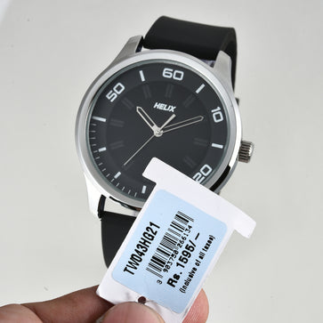Helix By Timex Black Round Analog Silicone Watch Men -TW043HG21