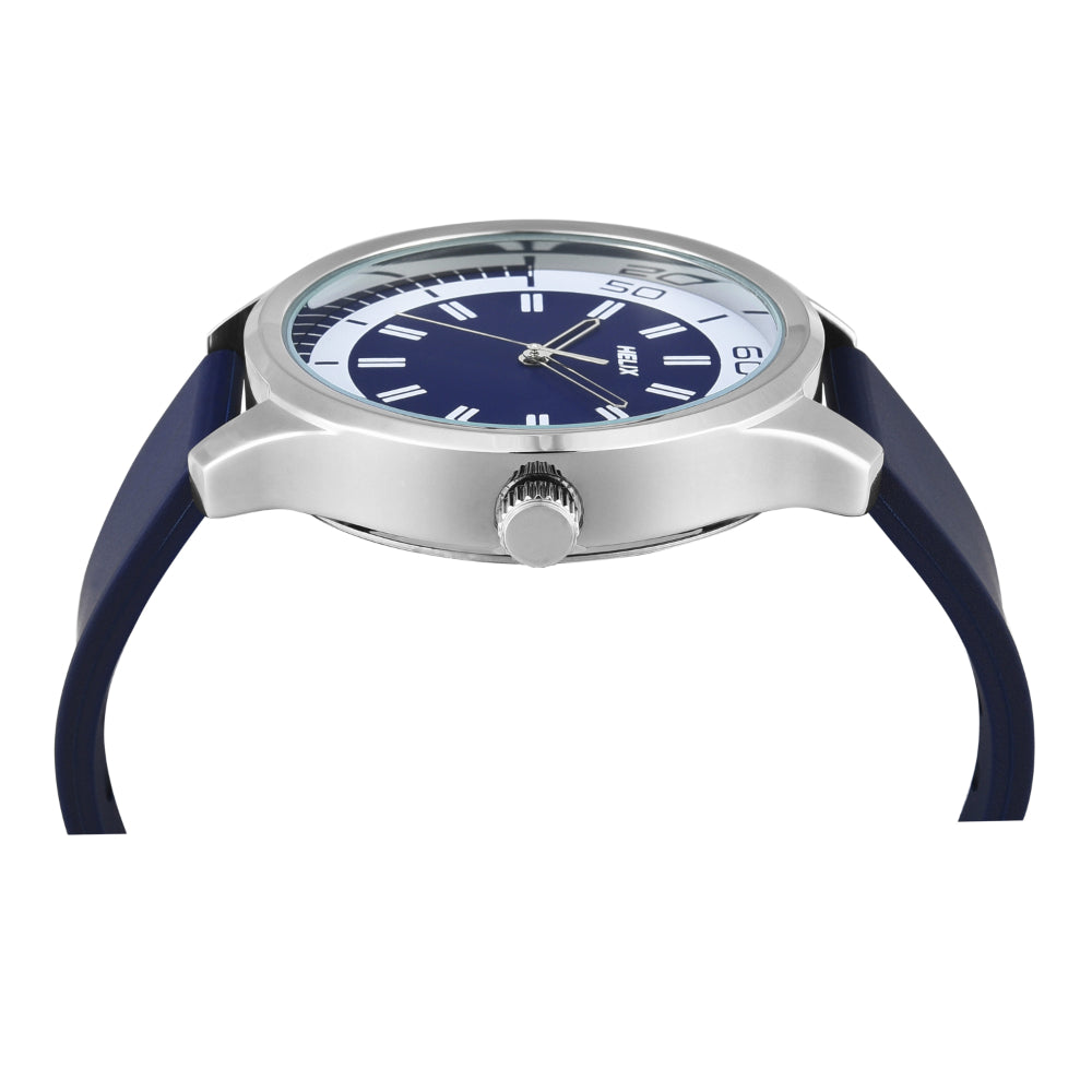 Helix By Timex Blue Round Analog Silicone Watch Men -TW043HG22