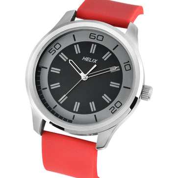 Helix By Timex Black Round Analog Silicone Watch Men -TW043HG23