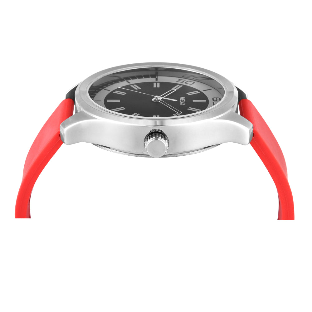 Helix By Timex Black Round Analog Silicone Watch Men -TW043HG23