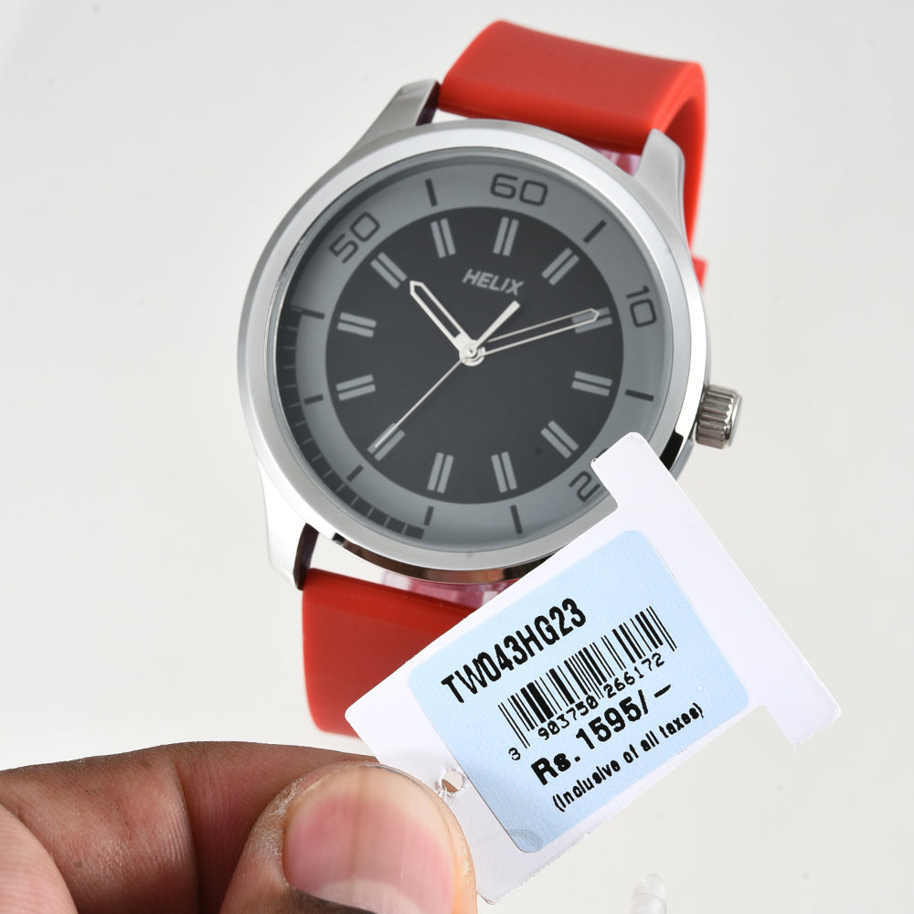 Helix By Timex Black Round Analog Silicone Watch Men -TW043HG23