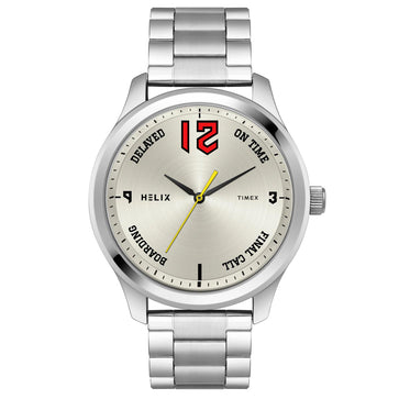 Helix By Timex Round 46mm Silver Dial Analog Men Watch - TW043HG29