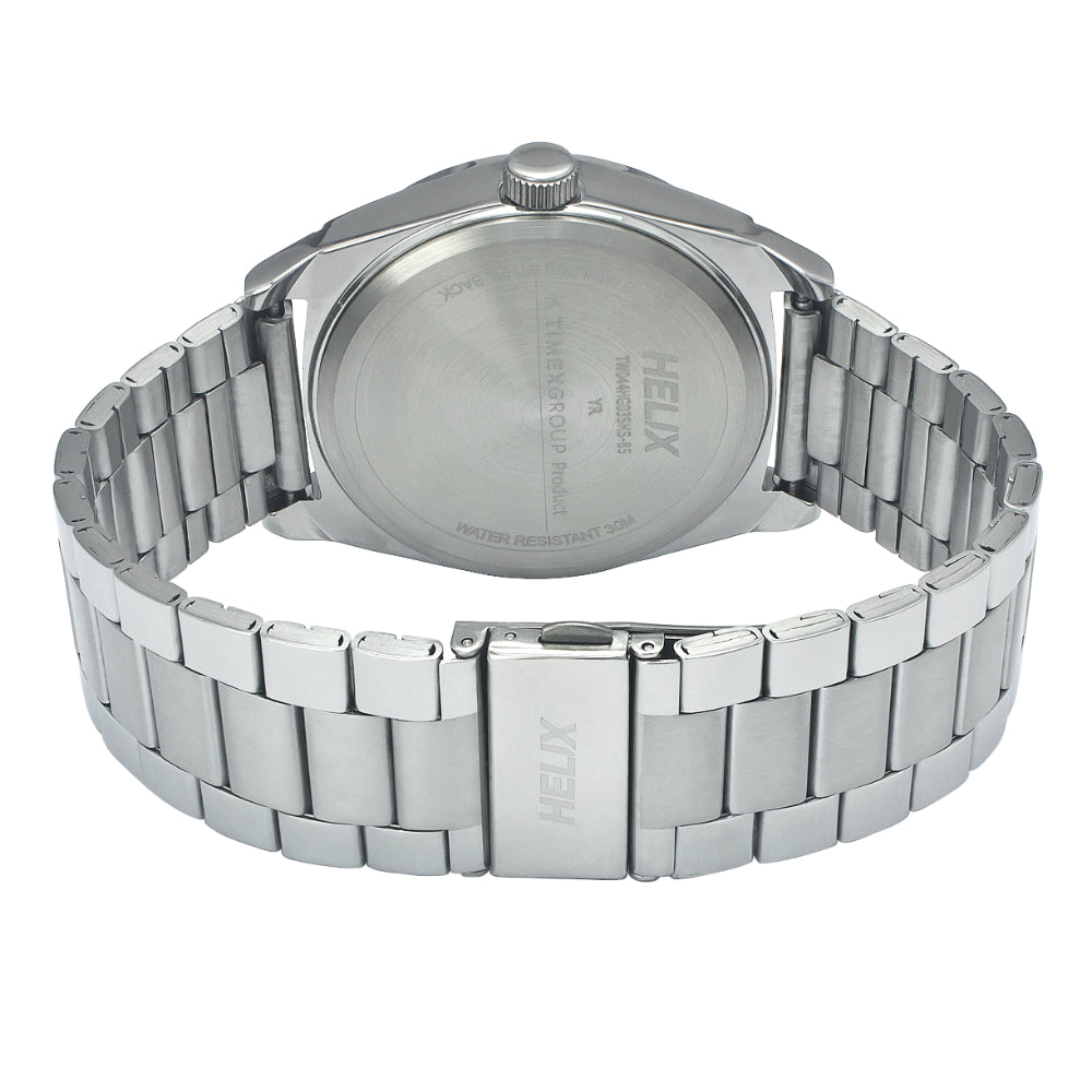 Helix By Timex Silver Round Analog Stainless Steel Watch Men -TW044HG03