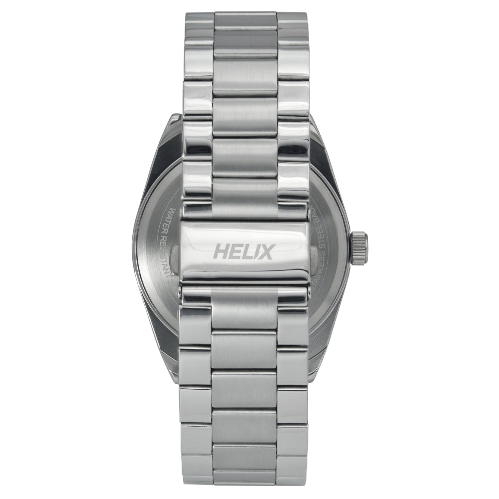 Helix By Timex Silver Round Analog Stainless Steel Watch Men -TW044HG03