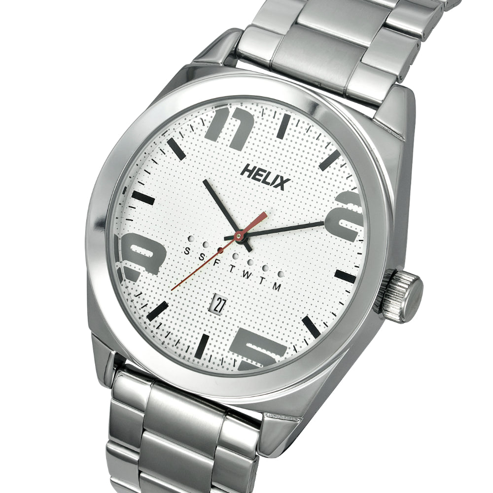 Helix By Timex Silver Round Analog Stainless Steel Watch Men -TW044HG03