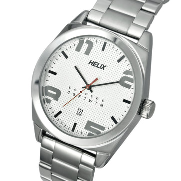 Helix By Timex Silver Round Analog Stainless Steel Watch Men -TW044HG03