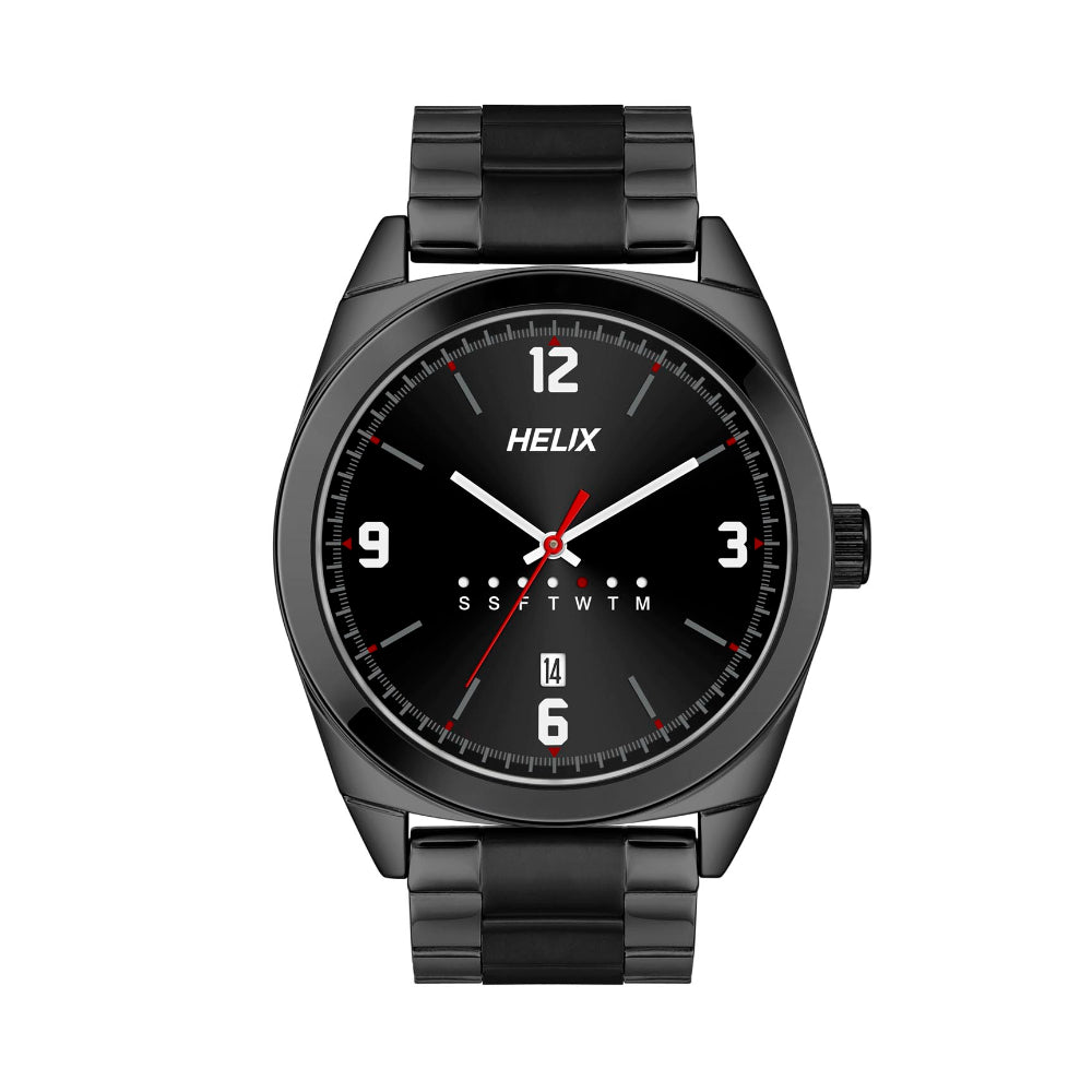 Helix By Timex Black Round Analog Stainless Steel Watch Men -TW044HG06