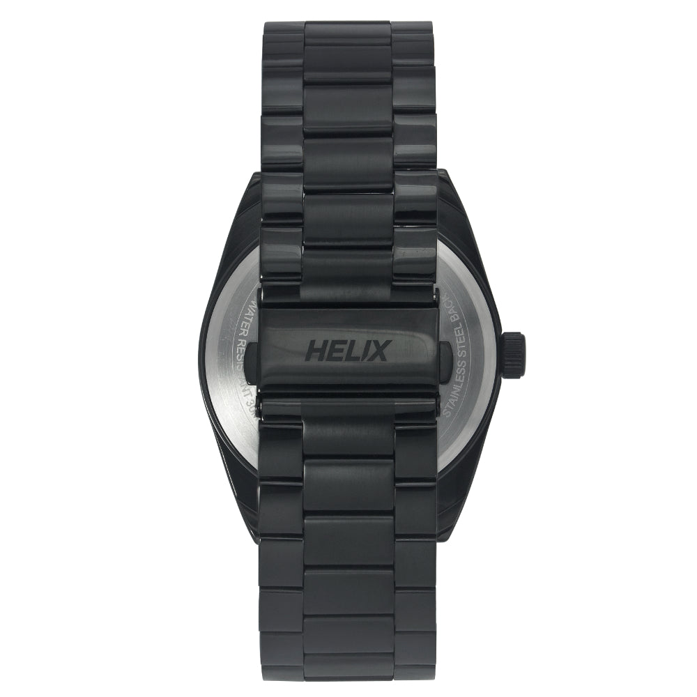 Helix By Timex Black Round Analog Stainless Steel Watch Men -TW044HG06
