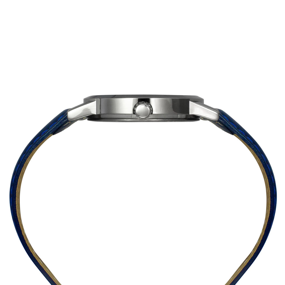 Helix By Timex Blue Round Analog Leather Watch Men -TW047HG01