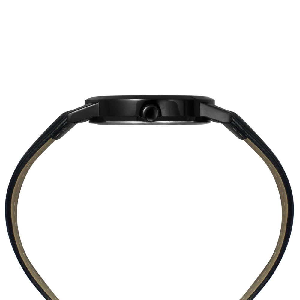 Helix By Timex Black Round Analog Leather Watch Men -TW047HG03