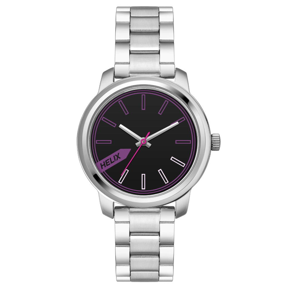 Helix By Timex Black Round Analog Brass Watch Women -TW048HL03
