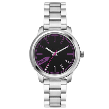 Helix By Timex Black Round Analog Brass Watch Women -TW048HL03