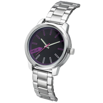 Helix By Timex Black Round Analog Brass Watch Women -TW048HL03
