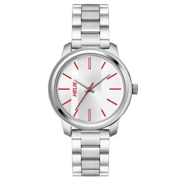Helix By Timex Silver Round Analog Brass Watch Women -TW048HL05
